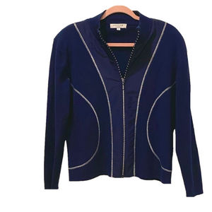 🌷 Jaguar🌷 Vintage Novelty Rhinestone Zip Up Cardigan Sweater